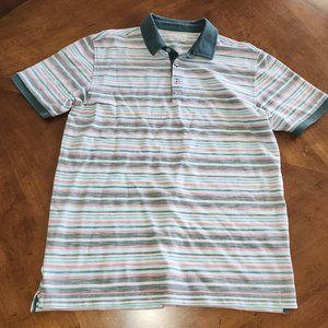 Linksoul Short Sleeve Striped Polo in Teal, White & Pink